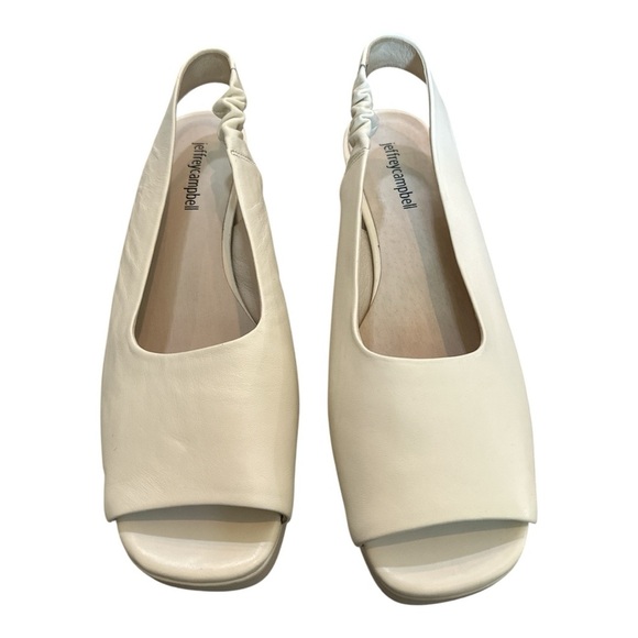 Jeffrey Campbell Cream Slingback Leather Sandals – Size 9 – 2.5” Heel - Picture 1 of 9